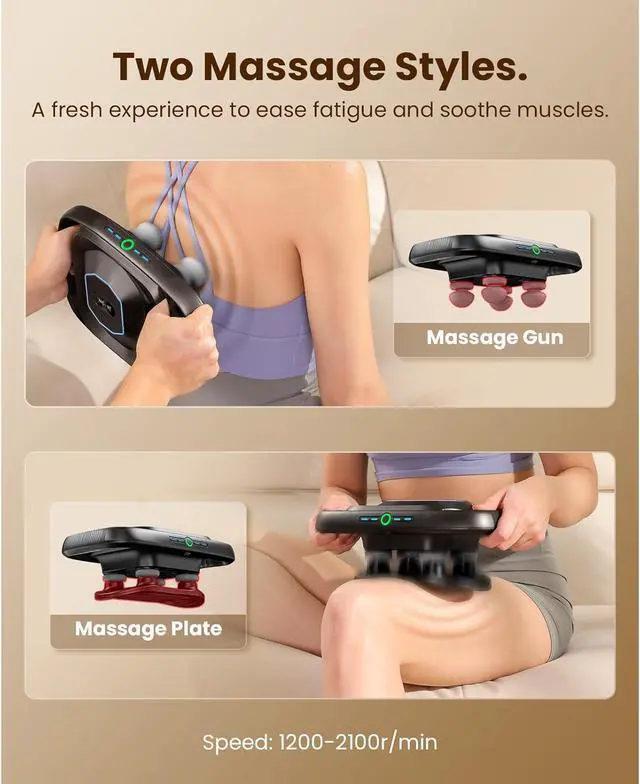 Alt view image 5 of 7 - BOB AND BRAD TheraPanel 4-Head Massage Gun,Deep Tissue with 4 Massage Intensity Pain Relief,Replaceable Massage Heads and Plate, Electric Massager Tool for Back, Shoulder Neck,Legs,FSA and HSA Eligibe