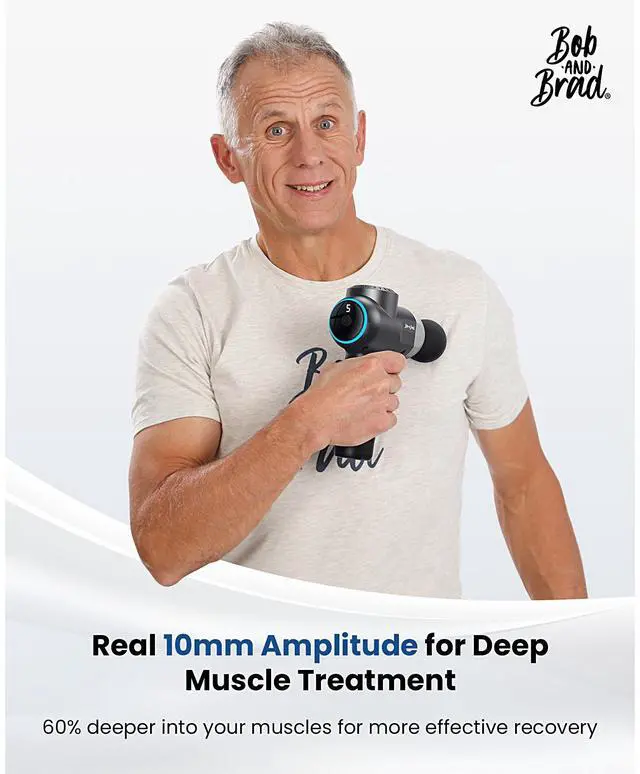 Alt view image 2 of 7 - Bob and Brad C2 Massage Gun,Deep Tissue Percussion Massage Gun for Home Gym Office Workout Recovery Pain Soreness Relief,Handheld Muscle Massager with 5 Speeds 5 Heads,FSA HSA Eligible,Gifts, Silver