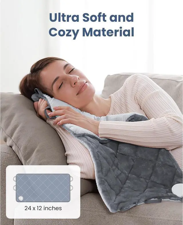 Alt view image 6 of 7 - BOB AND BRAD Weighted Heating Pad with Far Infrared Therapy, Deeper Muscle Relief Adjustable Belts Heated for Neck and Shoulders, Leg, Back Pain & Cramps Relief, FSA HSA Eligible, 12"x24" (Gray)
