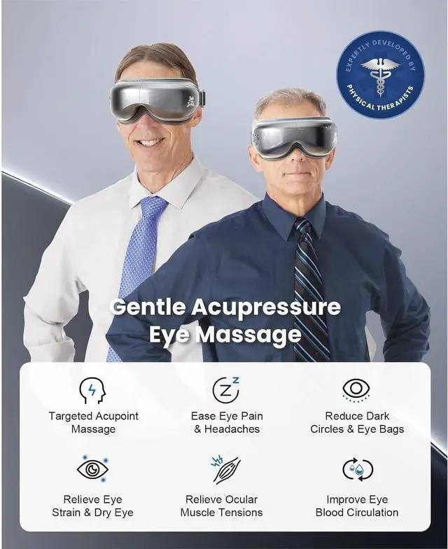 Alt view image 3 of 7 - BOB AND BRAD Eye Massager with Heat and Cooling, Heated Face Massager Eye Mask for Migraines Eye Strain Dry Eye Relief Improve Sleep, FSA HSA Eligible, Idea Gift for Men Women Boy Girls Grey