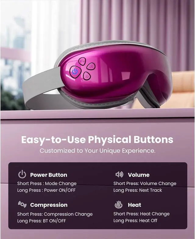 Alt view image 4 of 7 - BOB AND BRAD Eye Massager with Heat and Cooling Therapy, Comfort Music Eye Mask for Migraines, Eye Strain Dry Eye Relief, Heated Face Massager Pain Relief Improve Sleep, FSA HSA Eligible, Idea Gifts