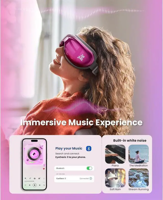 Alt view image 5 of 7 - BOB AND BRAD Eye Massager with Heat and Cooling Therapy, Comfort Music Eye Mask for Migraines, Eye Strain Dry Eye Relief, Heated Face Massager Pain Relief Improve Sleep, FSA HSA Eligible, Idea Gifts