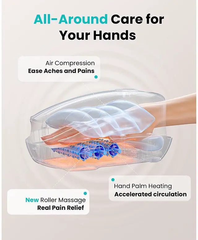 Alt view image 2 of 7 - BOB AND BRAD Hand Massager with Heat Compression Comfort Hand Massager for Arthritis and Carpal Tunnel Portable Heated Hand Relieving Deep Tissue Pain Relief Take Care of Hands Best Gift for Men Women