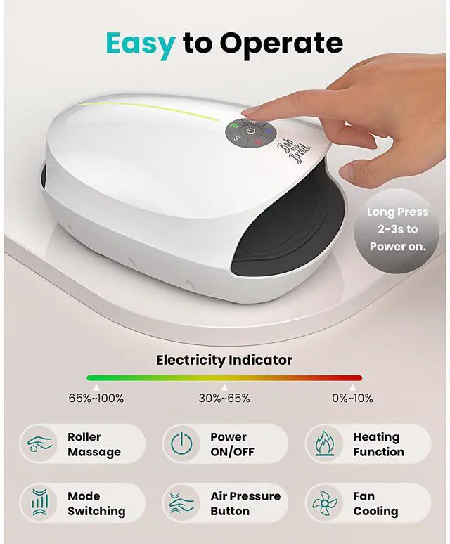 Alt view image 5 of 7 - BOB AND BRAD Hand Massager with Heat Compression Comfort Hand Massager for Arthritis and Carpal Tunnel Portable Heated Hand Relieving Deep Tissue Pain Relief Take Care of Hands Best Gift for Men Women
