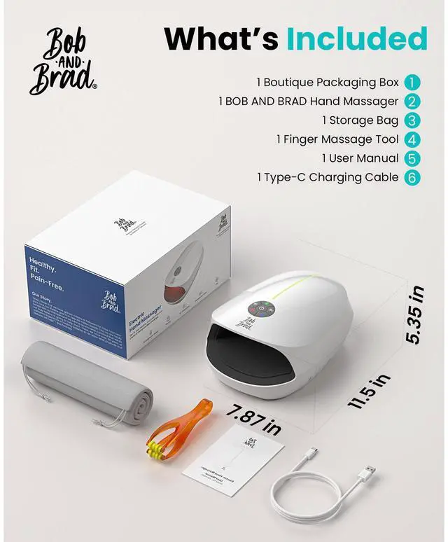 Alt view image 7 of 7 - BOB AND BRAD Hand Massager with Heat Compression Comfort Hand Massager for Arthritis and Carpal Tunnel Portable Heated Hand Relieving Deep Tissue Pain Relief Take Care of Hands Best Gift for Men Women