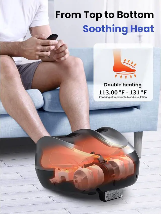 Alt view image 3 of 7 - BOB AND BRAD Foot Massager Machine with Heat and Remote,Electric Shiatsu Deep Kneading Removable Foot Massager with 4 Level, Relieve for Plantar Fasciitis Neuropathy Pain,FSA & HSA Eligible, Idea Gift