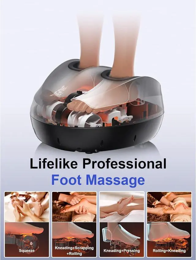 Alt view image 4 of 7 - BOB AND BRAD Foot Massager Machine with Heat and Remote,Electric Shiatsu Deep Kneading Removable Foot Massager with 4 Level, Relieve for Plantar Fasciitis Neuropathy Pain,FSA & HSA Eligible, Idea Gift