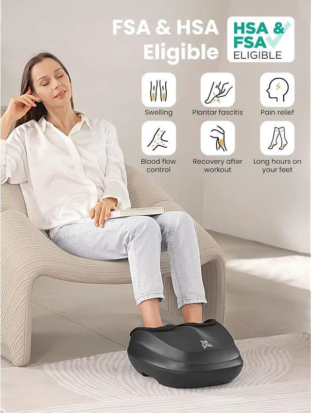 Alt view image 2 of 7 - BOB AND BRAD Foot Massager with Heat,827 Comfort Shiatsu Compression Deep Kneading Electric Feet Massager Machine Heated for Plantar Fasciitis, Men Size 12,FSA HSA Eligible, Idea Gift for Men Women