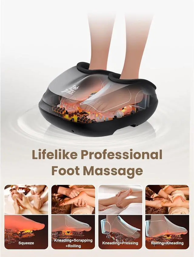 Alt view image 5 of 7 - BOB AND BRAD Foot Massager with Heat,827 Comfort Shiatsu Compression Deep Kneading Electric Feet Massager Machine Heated for Plantar Fasciitis, Men Size 12,FSA HSA Eligible, Idea Gift for Men Women