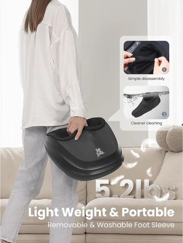 Alt view image 7 of 7 - BOB AND BRAD Foot Massager with Heat Remote Air Compression Shiatsu Deep Kneading Electric Feet Massager Machine Boosts Blood Circulation for Plantar Fasciitis, Men Size 12, Idea Gift for Women Men