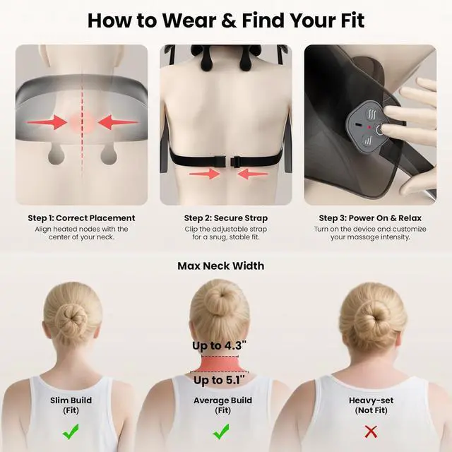 Alt view image 4 of 7 - Bob and Brad Shiatsu Neck Massager with 4D Kneading and Soothing Heat for Deep Tissue Pain Relief, Lightweight & Cordless Design, Dual-Zone Precision Heat, FSA HSA Eligible, Ideal Gift