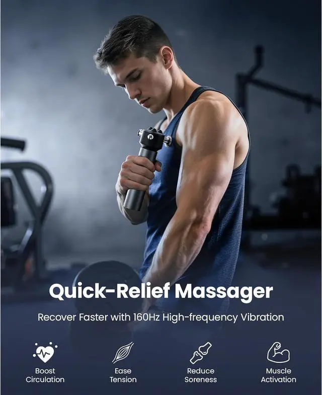 Alt view image 3 of 7 - Bob and Brad VibeFlow Vibration Therapy Massager 160Hz Portable Handheld Muscle Massage Gun with 40W Brushless Motor and Long-Lasting Battery for Deep Tissue Pain Relief - 4 Attachments 4 Speeds