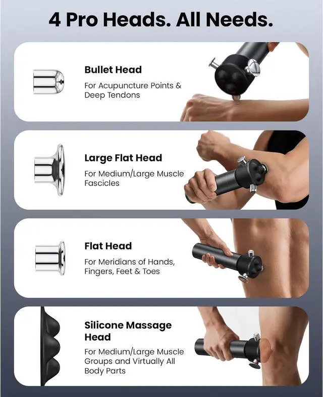Alt view image 6 of 7 - Bob and Brad VibeFlow Vibration Therapy Massager 160Hz Portable Handheld Muscle Massage Gun with 40W Brushless Motor and Long-Lasting Battery for Deep Tissue Pain Relief - 4 Attachments 4 Speeds
