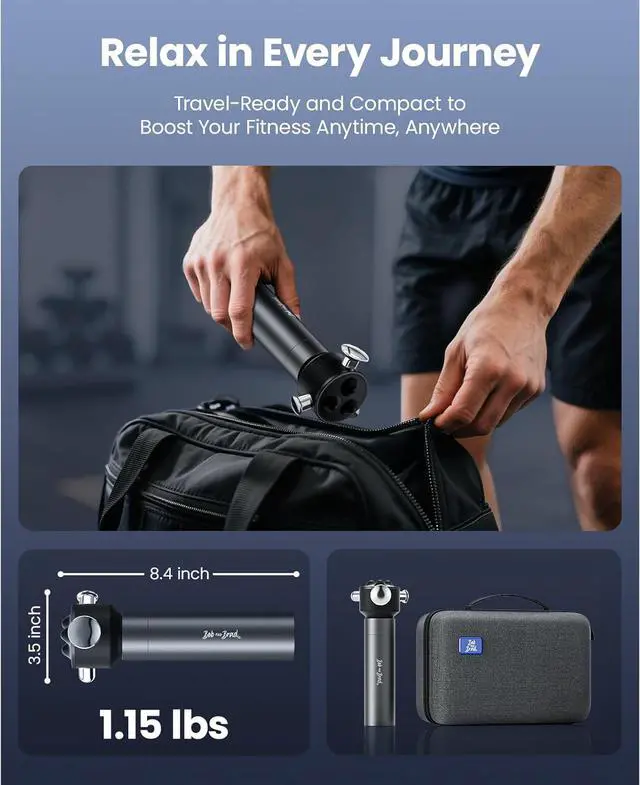 Alt view image 7 of 7 - Bob and Brad VibeFlow Vibration Therapy Massager 160Hz Portable Handheld Muscle Massage Gun with 40W Brushless Motor and Long-Lasting Battery for Deep Tissue Pain Relief - 4 Attachments 4 Speeds