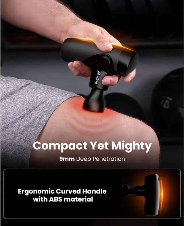 Alt view image 4 of 7 - Bob and Brad M7 Plus Mini Massage Gun with Heat - Pocket-Sized, Quiet Deep Tissue Muscle Massager with Advanced Heat & Blue Light Therapy, Ergonomic Handle, Fast Charging & Long Battery Life