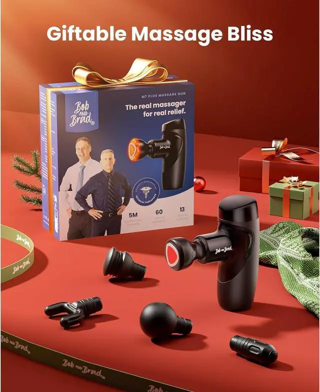 Alt view image 7 of 7 - Bob and Brad M7 Plus Mini Massage Gun with Heat - Pocket-Sized, Quiet Deep Tissue Muscle Massager with Advanced Heat & Blue Light Therapy, Ergonomic Handle, Fast Charging & Long Battery Life