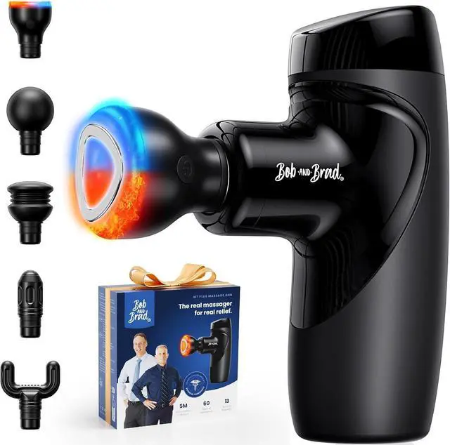 Main image of Bob and Brad M7 Plus Mini Massage Gun with Heat - Pocket-Sized, Quiet Deep Tissue Muscle Massager with Advanced Heat & Blue Light Therapy, Ergonomic Handle, Fast Charging & Long Battery Life
