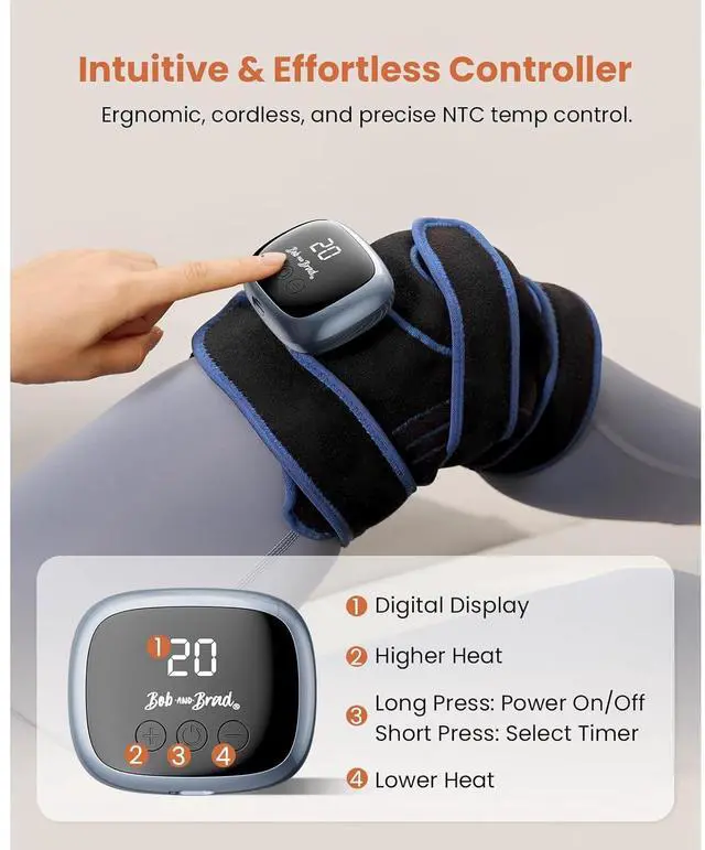 Alt view image 4 of 7 - Bob and Brad Knee Brace with Heat Therapy, Portable Cordless Electric Knee Elbow Comfort Support, Pain Relief Heating Pad with Far-Infrared, Idea Gift, FSA HSA Eligible