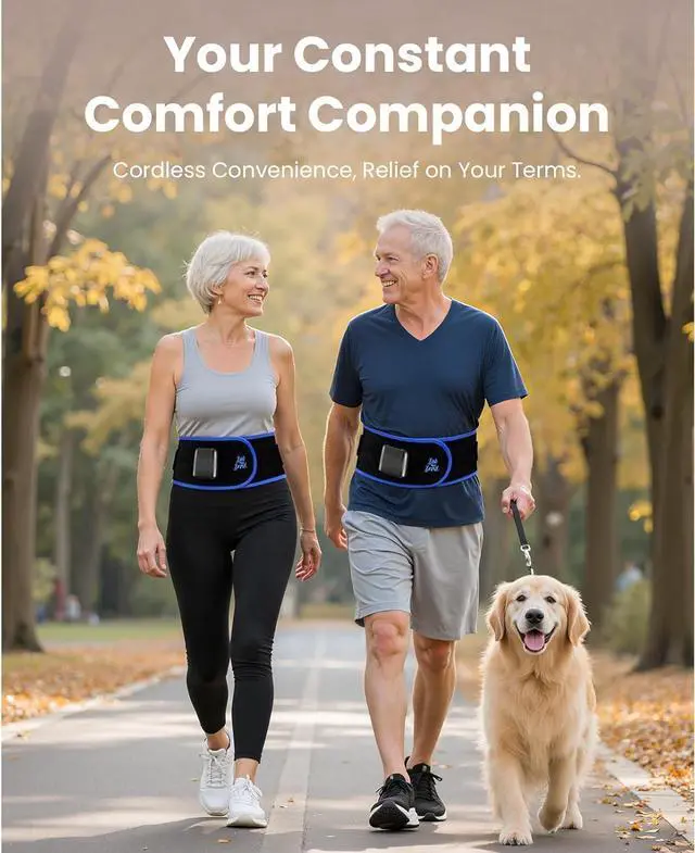 Alt view image 3 of 7 - Bob and Brad Cordless Vibration Heating Pad for Lower Back with Red Light Therapy,4-in-1 Wireless Heating Pad Massage Belt for Muscle Recovery Pain Relief, Light & Adjustable, Idea Gift for Family