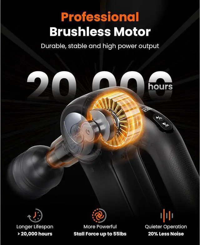 Alt view image 5 of 7 - Bob and Brad D5 Pro Plus Massage Gun with Heat Therapy, 13mm Amplitude 55lbs Stall Force Deep Tissue Back Massager for Pain Relief, Professional Percussion Muscle Massager with OLED Screen, Idea Gift