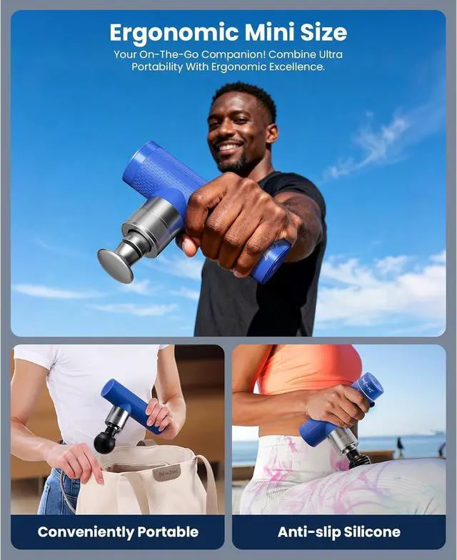 Alt view image 4 of 7 - Bob and Brad A7 Mini Massage Gun with Metal Head, Deep Tissue 11mm Amplitude Muscle Massager for Pain Relief, ProfessionalPortable Back Machine with 5 Versatile Massage Heads for Muscle Relaxation