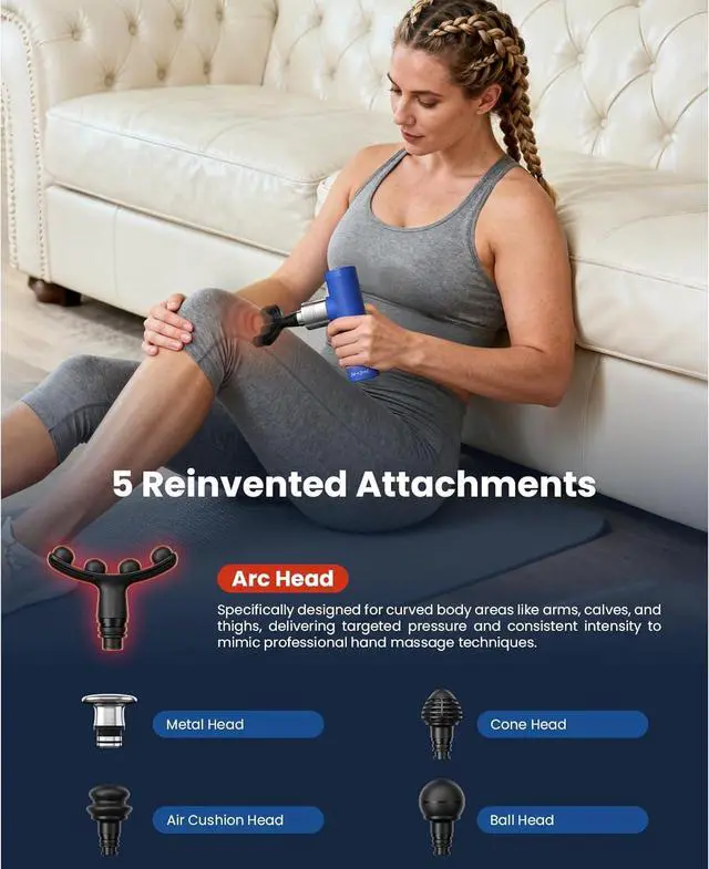 Alt view image 6 of 7 - Bob and Brad A7 Mini Massage Gun with Metal Head, Deep Tissue 11mm Amplitude Muscle Massager for Pain Relief, ProfessionalPortable Back Machine with 5 Versatile Massage Heads for Muscle Relaxation