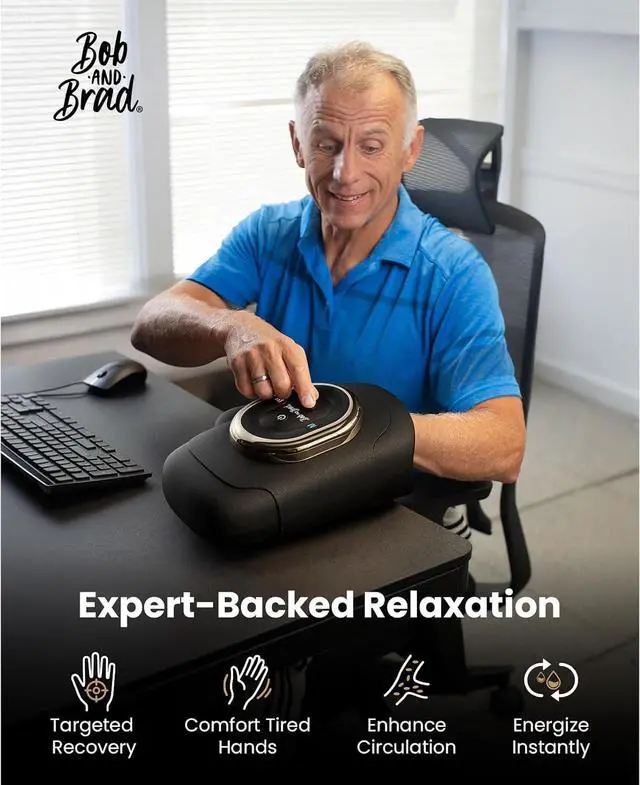 Alt view image 6 of 7 - Bob and Brad HandSpa Pro Hand Massager with Heat and Compression, Cordless Portable Hand Machine with 8-Zone Finger Division for Targeted Relief, Deep Tissue for Arthritis and Carpal Tunne Pain Relief