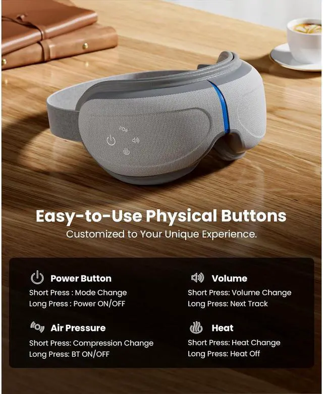 Alt view image 4 of 7 - Bob and Brad EyeOasis 3 Eye Massager with Heat and Cooling Therapy, Professional Comfort for Eyes Strain Relief, Quiet Eye Mask with Customizable Music, FSA HSA Eligible