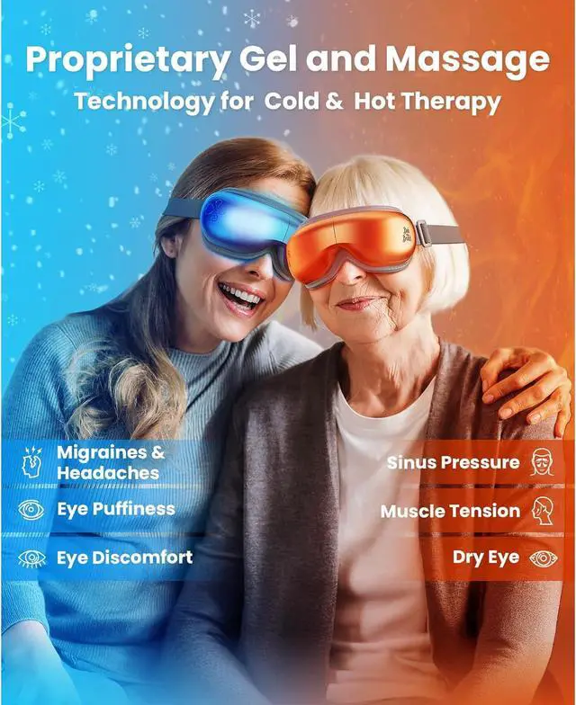 Alt view image 6 of 7 - Bob and Brad Eye Massagerwith Heat and Cooling, Quiet Professional  Eye Machine with Music for Relaxing, Comfort Eye Care Mask for Eyes Strain Relief Improve Sleep, Idea Gift for Men and Women, Gold