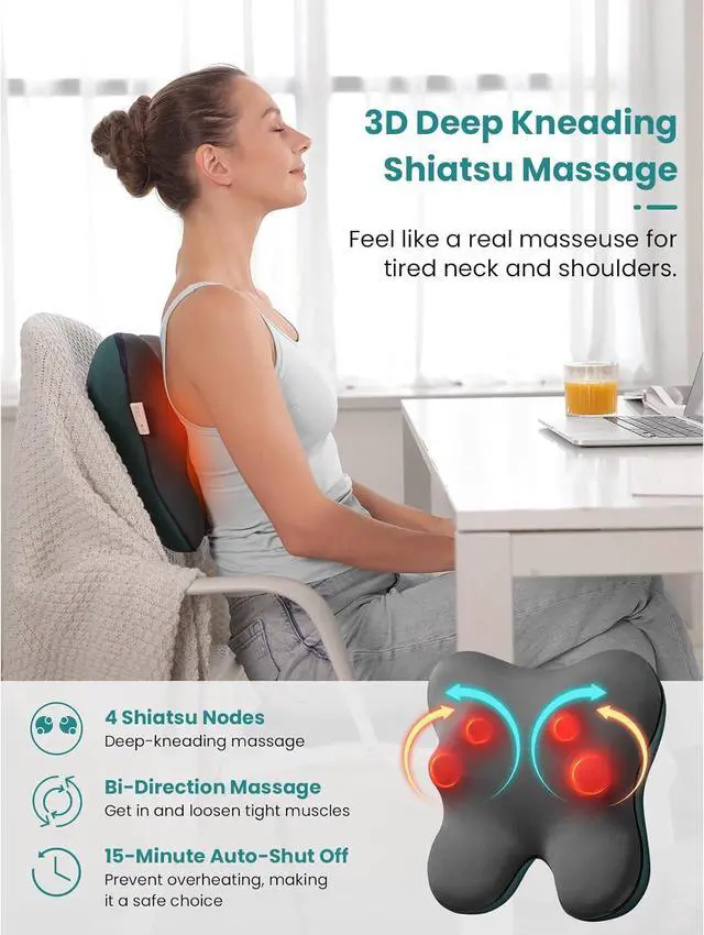Alt view image 4 of 7 - Bob and Brad Back Massager with Smoothing Heat, Corded Neck Massager for Back Neck Leg Muscle Relaxation, Deep Tissue Shiatsu Back Pillow, FSA /HSA Eligible, Idea Gift for Men and Women
