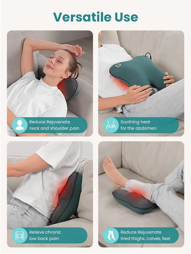 Alt view image 7 of 7 - Bob and Brad Back Massager with Smoothing Heat, Corded Neck Massager for Back Neck Leg Muscle Relaxation, Deep Tissue Shiatsu Back Pillow, FSA /HSA Eligible, Idea Gift for Men and Women