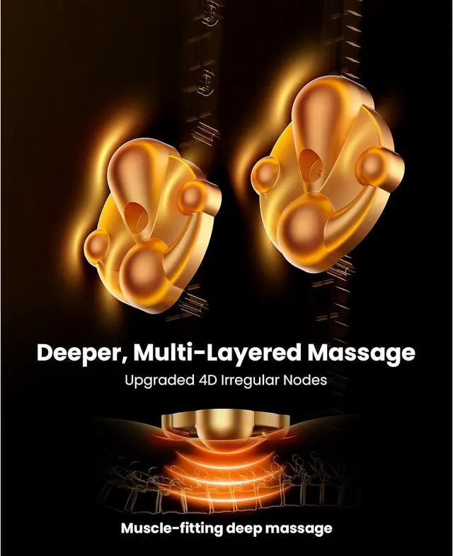 Alt view image 4 of 7 - Bob and Brad Shiatsu Back Massager with Heat Therapy and Remote, Deep Tissue Neck Back Massager with Ergonomic Dual-Track for Pain Relief, 5-Speed Intensity Quiet Portable, Idea Gift for Men Women