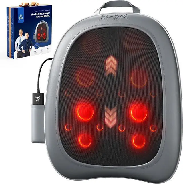 Main image of Bob and Brad Shiatsu Back Massager with Heat Therapy and Remote, Deep Tissue Neck Back Massager with Ergonomic Dual-Track for Pain Relief, 5-Speed Intensity Quiet Portable, Idea Gift for Men Women