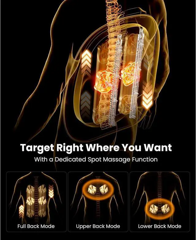 Alt view image 5 of 7 - Bob and Brad Shiatsu Back Massager with Heat Therapy and Remote, Deep Tissue Neck Back Massager with Ergonomic Dual-Track for Pain Relief, 5-Speed Intensity Quiet Portable, Idea Gift for Men Women