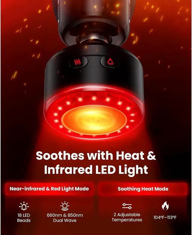 Alt view image 3 of 7 - Bob and Brad Q2 Ultra Massage Gun with Light Infrared Therapy, Deep Tissue Heated Muscle Massager Gun for Pain Relief, Pocket-Sized Portable Percussion Massage Gun for Athletes Home Gym, Idea Gift