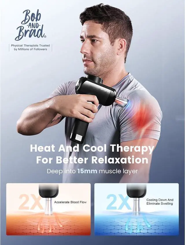 Alt view image 7 of 7 - Bob and Brad X6 Ultra Massage Gun Infrared Light-Heated Therapy and Metal Head, Deep Tissue Muscle Massager Gun for Back Shouder Pain Relief, Professional Percussion Massager for Athletes, Idea Gift