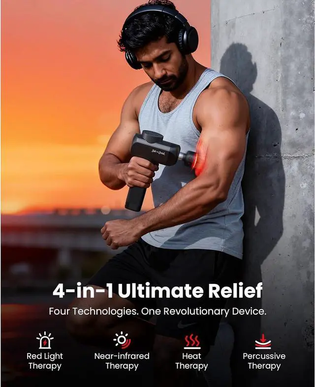 Alt view image 4 of 7 - Bob and Brad X6 Ultra Massage Gun Infrared Light-Heated Therapy and Metal Head, Deep Tissue Muscle Massager Gun for Back Shouder Pain Relief, Professional Percussion Massager for Athletes, Idea Gift