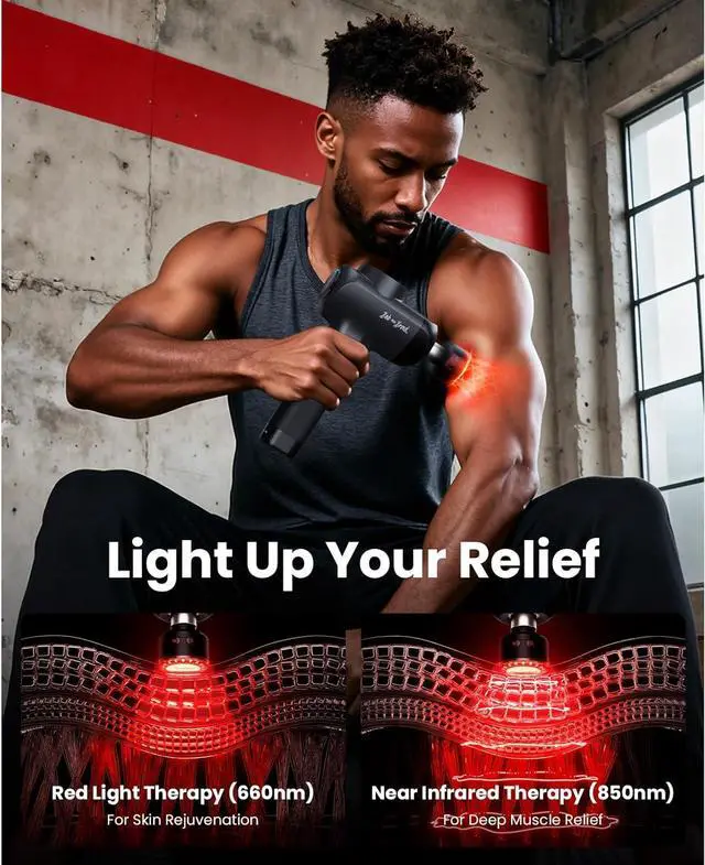 Alt view image 3 of 7 - Bob and Brad X6 Ultra Massage Gun Infrared Light-Heated Therapy and Metal Head, Deep Tissue Muscle Massager Gun for Back Shouder Pain Relief, Professional Percussion Massager for Athletes, Idea Gift