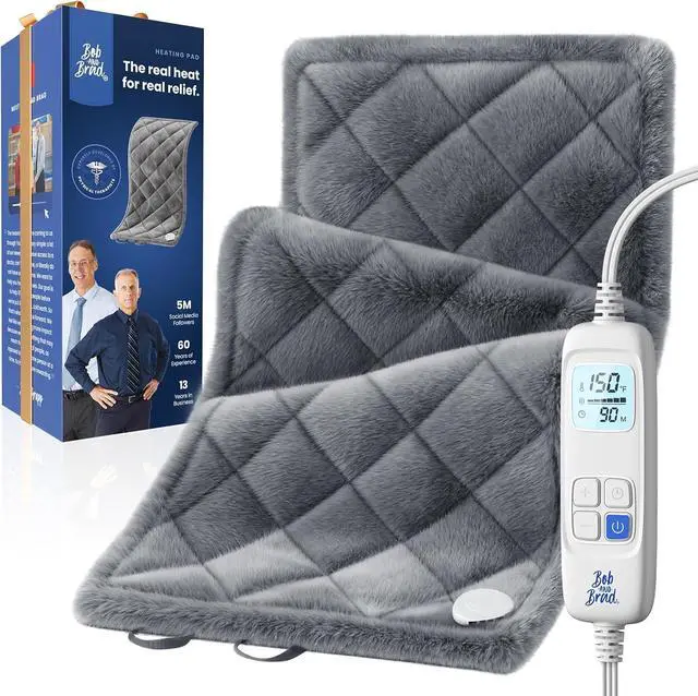 Main image of BOB AND BRAD Far Infrared Weighted Heating Pad for Back Pain Relief, 12"x24" Electric Heat Pad With Auto Off, 6 Heat & Hands-Free Strap, Moist Heat Therapy for Neck, Shoulder, Cramps, FSA-HSA Eligible