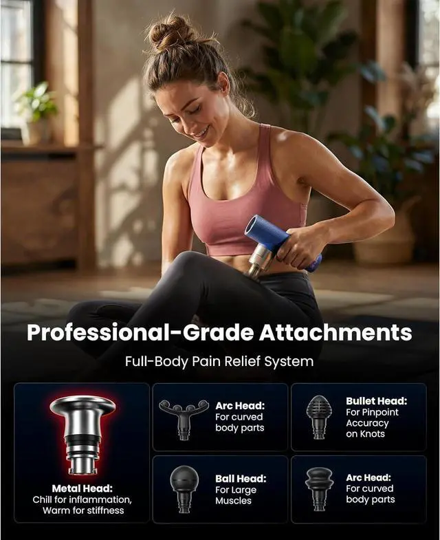 Alt view image 3 of 7 - BOB AND BRAD A7 Deep Tissue Massage Gun, 11mm Amplitude Percussion Massager for Back & Neck Pain Relief, Portable Muscle Recovery Gun with Metal Head, Quiet, Gift for Athletes