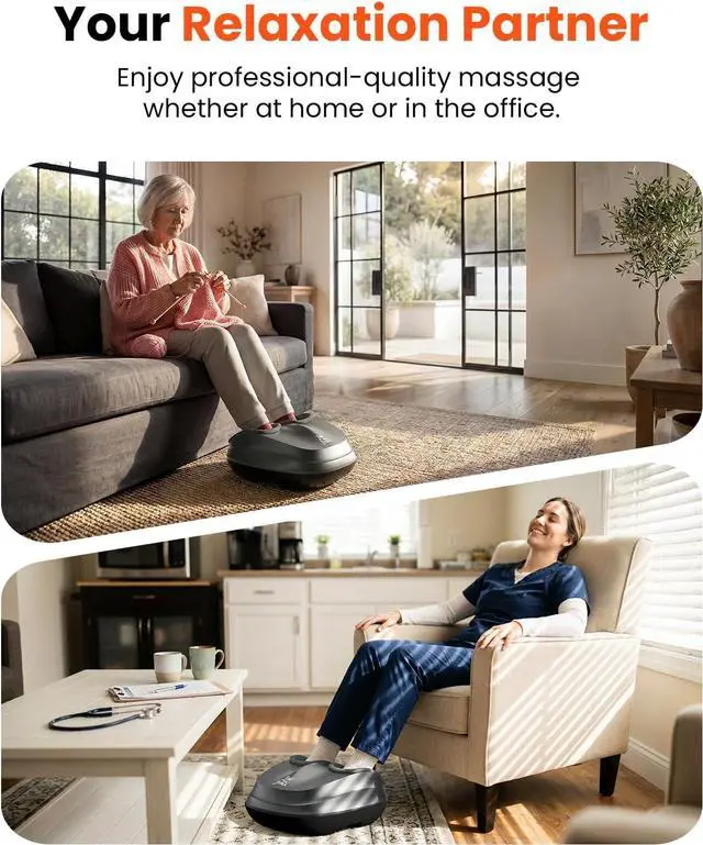 Alt view image 5 of 7 - Bob and Brad Shiatsu Foot Massager with Heat and Remote, Deep Kneading Electric Feet Massager for Foot Fatigue, Fits US Size 12