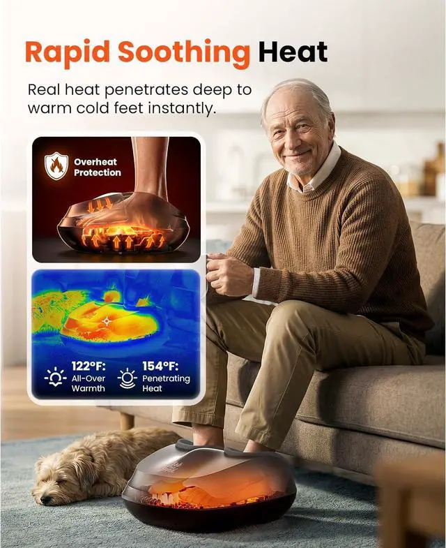 Alt view image 3 of 7 - Bob and Brad Shiatsu Foot Massager with Heat and Remote, Deep Kneading Electric Feet Massager for Foot Fatigue, Fits US Size 12