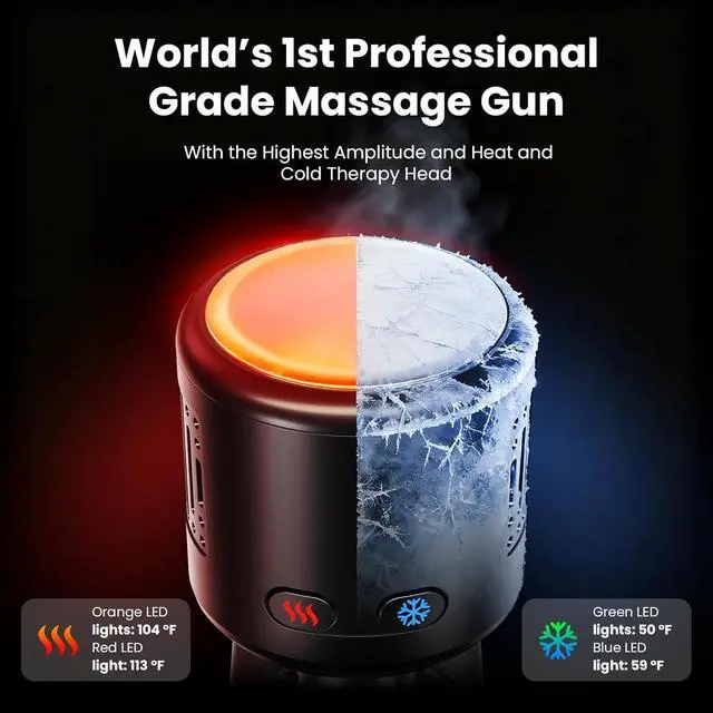 Alt view image 2 of 7 - BOB AND BRAD D6 Pro Max+ Massage Gun with Heat and Cold, Powerful Deep Tissue Percussion Massager with 16mm Amplitude, Professional Muscle Massager Gun for Athletes, Quiet Electric Handheld Massager