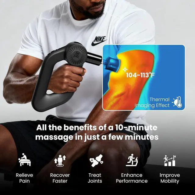 Alt view image 5 of 7 - BOB AND BRAD D6 Pro Max+ Massage Gun with Heat and Cold, Powerful Deep Tissue Percussion Massager with 16mm Amplitude, Professional Muscle Massager Gun for Athletes, Quiet Electric Handheld Massager