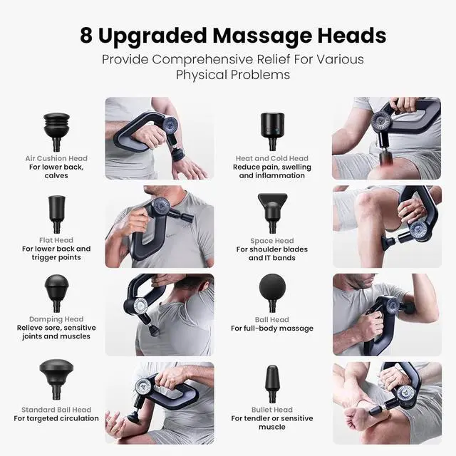 Alt view image 6 of 7 - BOB AND BRAD D6 Pro Max+ Massage Gun with Heat and Cold, Powerful Deep Tissue Percussion Massager with 16mm Amplitude, Professional Muscle Massager Gun for Athletes, Quiet Electric Handheld Massager