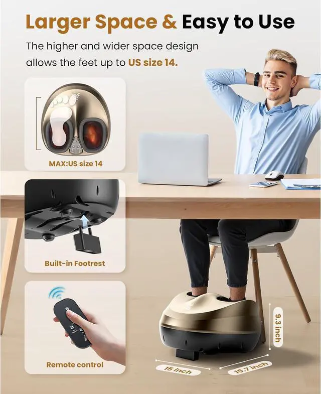 Alt view image 7 of 7 - BOB AND BRAD Foot Massager with Heat, Shiatsu Deep Kneading Foot Care, Deep Tissue Muscle Relaxation, Heated Electric Feet Massager Machine for Neuropathy, Christmas Gift for Men Women Mon Foot Care