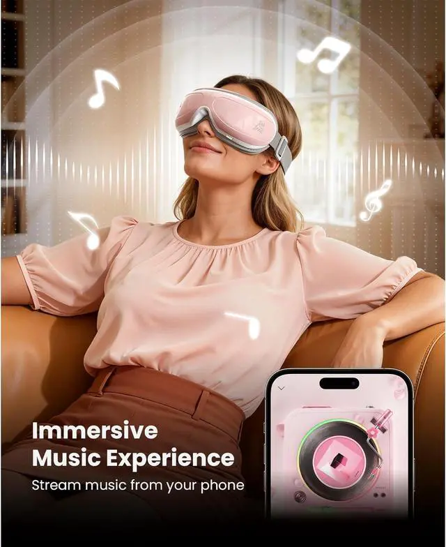 Alt view image 6 of 7 - BOB AND BRAD Eye Massager EyeOasis 2 - Heated Eye Massager for Migraines ,with Compression and Music, Smart Eye Mask Massager Eyes Relaxation Improve Sleep, FSA/HSA Eligible,Gifts for Women and Men