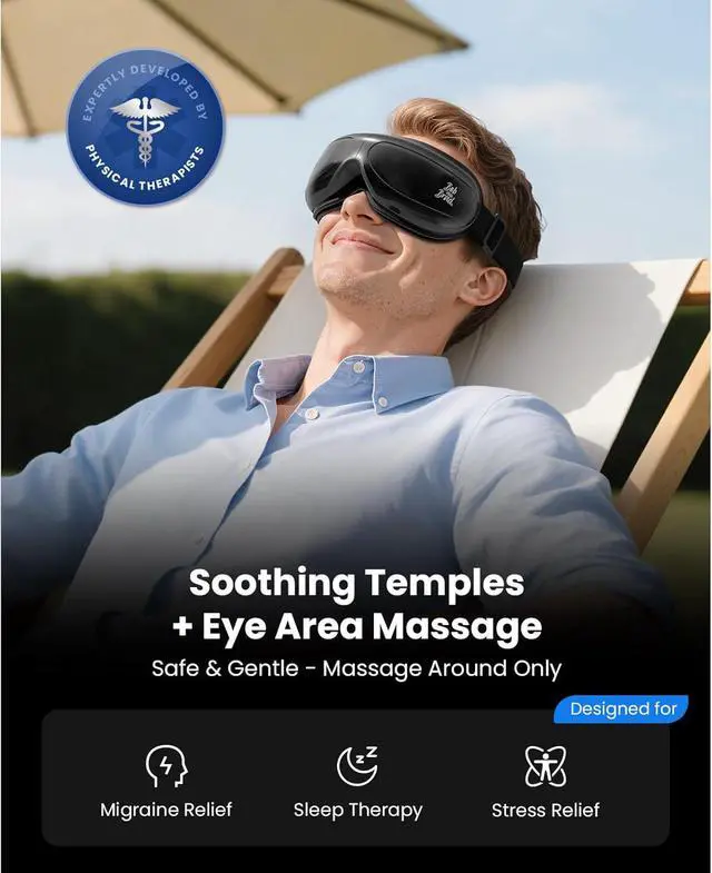 Alt view image 2 of 7 - BOB AND BRAD Eye Massager, EyeOasis 2 -Eye Massager with Heat,Smart Eye Mask Massager for Migraine with BT Music,Reduce Eye Strain Dry Eyes Improve Sleep,FSA/HSA Eligible,Gifts for Women and Men,Black