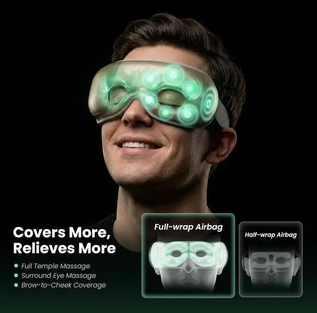 Alt view image 4 of 7 - Bob and Brad Eye Massager with Heat and Cooling,Heated Face EyeOasis 3 Eye Mask for Dry Eyes Strain Relief, Migraines Improve Sleep, Ideal Gifts for Men Women