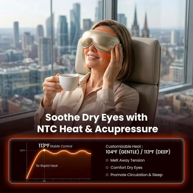 Alt view image 2 of 7 - Bob and Brad Eye Massager with Heat and Cooling,Heated Face EyeOasis 3 Eye Mask for Dry Eyes Strain Relief, Migraines Improve Sleep, Ideal Gifts for Men Women